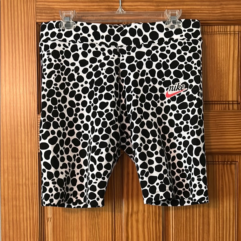 Nike Black and White Bike Shorts with Animal Print